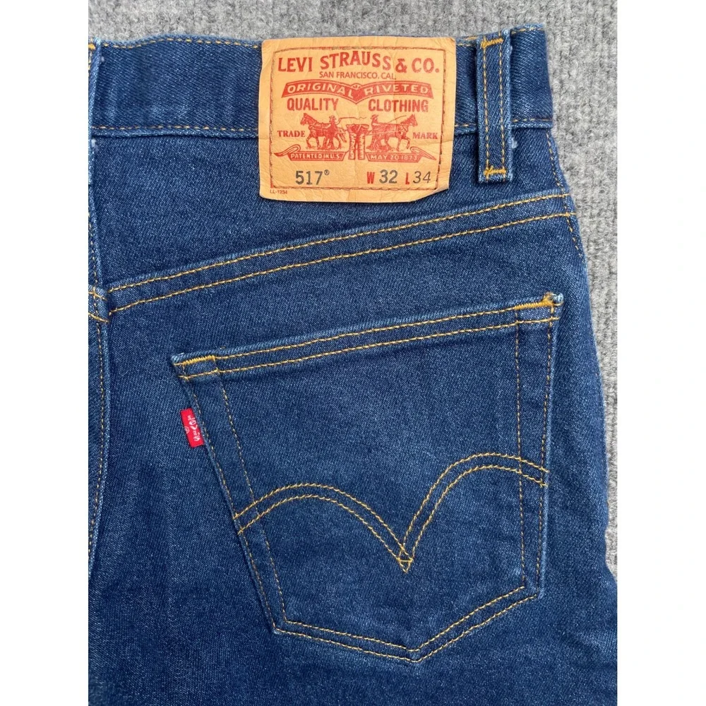 Levi's 517 Bootcut Jeans Mens 32x34 Blue Dark Wash Denim Pants 517-0217